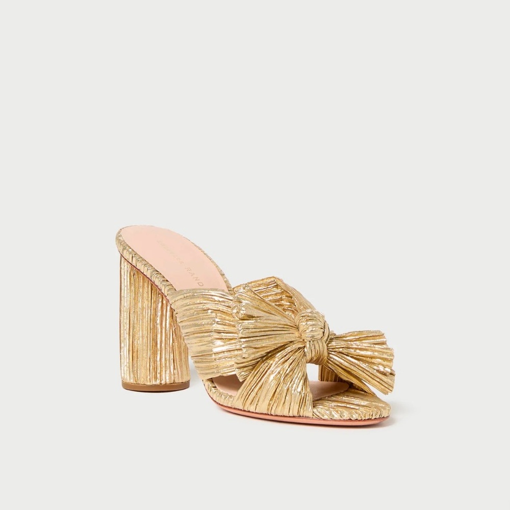 Loeffler Randall Penny Gold Pleated Bow Heel